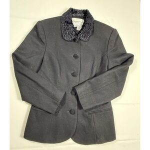 Vintage Fundamental Things‎ Black Wool Blend Button Front Blazer Jacket sz 6P